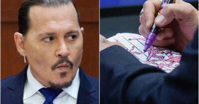 Johnny Depp trial: Footage of actor showing a doodle to his lawyer during trial goes viral - www.msn.com - Britain - New York - Washington - Indiana - county Heard