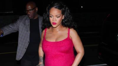 Pregnant Rihanna Rocks Hot Pink Mini Dress With Feathers Heading To Dinner In LA: Photos - hollywoodlife.com - California - Italy - county Jack