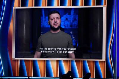 Grammys 2022 sees Ukrainian President Zelenskyy make a virtual appearance: 'Fill the silence with your music’ - www.foxnews.com - Ukraine - Russia