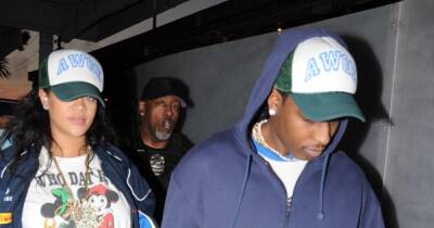 Asap Rocky - Pregnant Rihanna and ASAP Rocky wear matching baseball caps and hold hands on date night - ok.co.uk - Los Angeles - Los Angeles