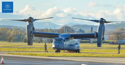 US Air Force Osprey military aircraft spotted as Glaswegians look to the sky - www.dailyrecord.co.uk - Britain - Scotland - USA - county Suffolk