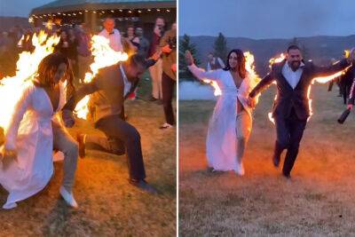 Sam Elliott - Bride and groom set on fire during bizarre wedding stunt - nypost.com - county Elliott