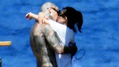 Kourtney Kardashian - Travis Barker - Kourtney Kardashian and Travis Barker Share a Kiss in Italy Ahead of Wedding Day - etonline.com - California - Italy - Santa Barbara