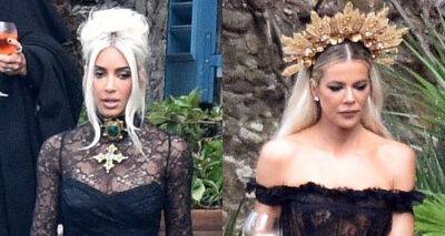 Kim & Khloe Kardashian Go Gothic Glam for Kourtney Kardashian & Travis Barker's Wedding - See All the Photos! - www.justjared.com - Italy