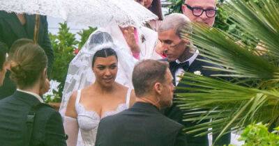 Kourtney Kardashian’s wedding veil includes giant replica of Travis Barker’s head tattoo - www.msn.com - USA - California - Italy - Santa Barbara