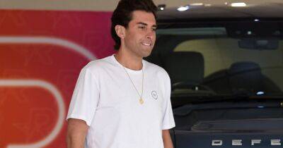 James Argent looks slimmer than ever in red trousers and T-shirt while car shopping - www.ok.co.uk