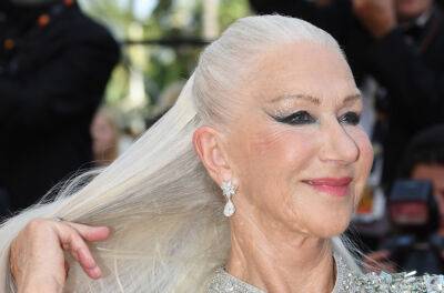 Helen Mirren - Taylor Hackford - Helen Mirren Wows with Super Long Hair Extensions on Cannes Red Carpet - justjared.com - France - county Harrison - county Ford