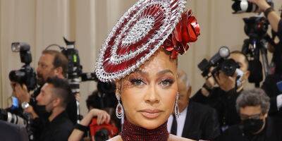 La La Anthony Pairs Her Gorgeous Deep Red Gown With a Matching Hat at the Met Gala 2022 - www.justjared.com - New York