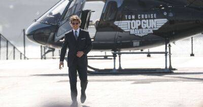Tom Cruise - Jennifer Connelly - Miles Teller - Monica Barbaro - Tom Cruise arrives at Top Gun 2 premiere via helicopter 34 years after original film - ok.co.uk - Britain - France - California - county San Diego - county Maverick