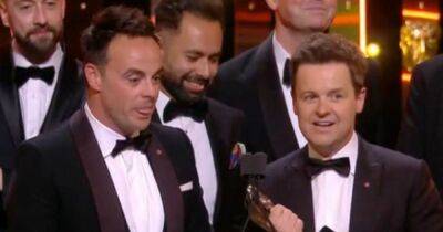 Ant McPartlin kisses wife Anne-Marie as he and Declan Donnelly win at BAFTA TV Awards - www.ok.co.uk