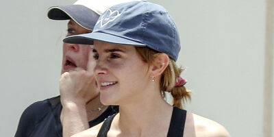 Emma Watson Hits the Courts with Her Friends During A Trip to Ibiza - www.justjared.com - Britain - Spain