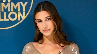 Hailey Bieber Wore a Slinky Naked Dress With See-Through Heels - glamour.com