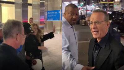 Tom Hanks - Rita Wilson - Tom Parker - Tom Hanks yells at fans to 'back the the f--- off' after wife Rita Wilson nearly knocked over - foxnews.com - New York