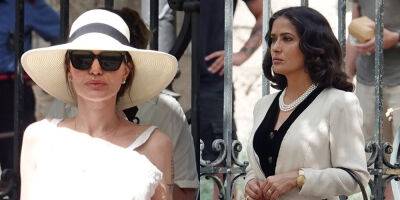 Brad Pitt - Angelina Jolie - Salma Hayek - Angelina Jolie Directs Salma Hayek on the Set of Her New Movie 'Without Blood' in Rome - justjared.com - Italy - city Rome, Italy