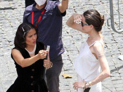 Angelina Jolie And Salma Hayek Spotted On Set Of ‘Without Blood’ In Rome - etcanada.com - Ukraine - Russia - Rome