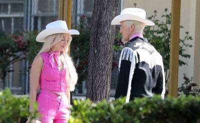 Greta Gerwig - Margot Robbie - Ryan Gosling - Margot Robbie & Ryan Gosling Transform Into Cowboy Barbie & Ken While Filming 'Barbie' Movie (Photos) - justjared.com