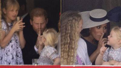 Meghan Markle - Elizabeth Queenelizabeth - Zara Tindall - princess Beatrice - Prince Harry - Peter Phillips - Prince Harry and Meghan Markle playfully shush younger royals during Trooping the Colour ceremony - foxnews.com - Britain - California