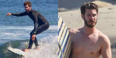 Andrew Garfield - Andrew Garfield Strips Off His Wetsuit After Surfing in Malibu - justjared.com - Malibu