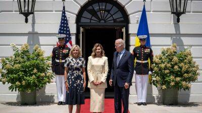The First Lady of Ukraine Dressed With Pride to Meet With President Biden - www.glamour.com - Ukraine - Russia - Latvia