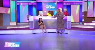 Kate Garraway - Lorraine Kelly - Carol Macgiffin - Linda Robson - Can I (I) - Jane Moore - Lesley Joseph - Charlene White - Beverley Knight - ITV Loose Women viewers gobsmacked as Lesley Joseph flashes knickers live on show - manchestereveningnews.co.uk - London - city Sharon, county Stone - county Stone - county Hawkins - Charlotte, county Hawkins