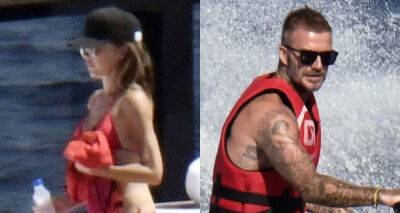 Victoria Beckham Wears Red Bikini as David Beckham Goes Jetskiing on Vacation in Italy - www.justjared.com - Italy