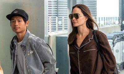 Brad Pitt - Angelina Jolie - Shiloh Jolie - Angelina Jolie & Pax board a flight in their pajamas - us.hola.com - London