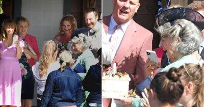 Alan Halsall - Evelyn Plummer - Coronation Street cast give Maureen Lipman birthday surprise during Fiz wedding filming - msn.com