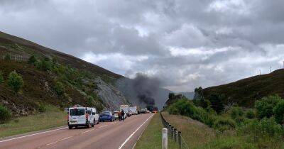 Flames and smoke billow from serious A9 crash scene as air ambulance requested - www.dailyrecord.co.uk - Scotland - county Highlands