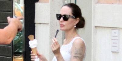 Angelina Jolie - Angelina Jolie Takes a Break from Filming to Grab Ice Cream with Her Kids - justjared.com - Italy - city Rome, Italy