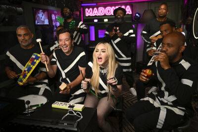 Madonna Glows In The Dark While Performing ‘Music’ On Toy Instruments With Jimmy Fallon And The Roots - etcanada.com