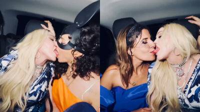Jeff Kravitz - Madonna kisses 2 women as she celebrates turning 64 amongst friends and family in Italy - foxnews.com - New York - Italy - city Santana