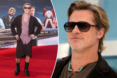 Brad Pitt - Sandra Bullock - Joey King - Logan Lerman - Jackie Chan - Brad Pitt reveals why he wore a skirt to ‘Bullet Train’ premiere - nypost.com - Los Angeles - Hollywood - Germany - Berlin