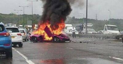 Ryan Giggs - Thomas Campbell - M62 shut after Lamborghini bursts into flames in serious crash - manchestereveningnews.co.uk - Manchester