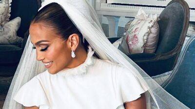 Jennifer Lopez - Ralph Lauren - Ben Affleck - See Jennifer Lopez in Her Three Unique Wedding Gowns: From a Turtleneck to Pearls - etonline.com