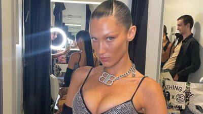Bella Hadid Can Do Literally Anything in This Bedazzled Bra and Underwear Set - www.glamour.com