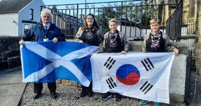 Falkirk Scouts heading for adventure at worldwide event given flags ahead of trip - www.dailyrecord.co.uk - Britain - Scotland - South Korea - city Brighton