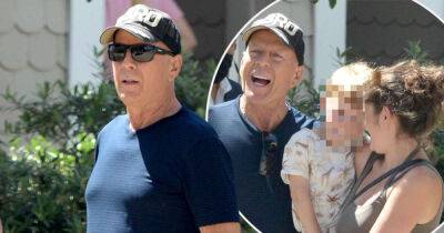 Bruce Willis - Richard Thomas - Bruce Willis, 67, smiles as he poses with fan in rare public outing - msn.com - California - Santa Monica - Indiana - county Addison