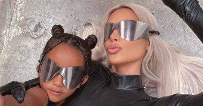Kim Kardashian, Daughters Chicago and North Twin in Futuristic Yeezy Shades and Leather Outfits: Photos - www.usmagazine.com - California - Chicago