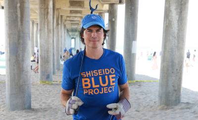 Ian Somerhalder Helps Clean the Beach with the Shiseido Blue Project - www.justjared.com - USA - county Huntington