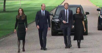 Harry and Meghan join William and Kate for surprise visit to inspect 'Grannie's' floral tributes - www.ok.co.uk