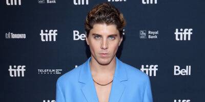 Lukas Gage Dons Bold Blue at TIFF's 'How to Blow Up a Pipeline' Premiere - www.justjared.com