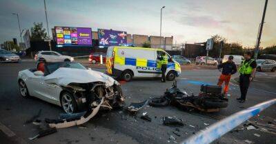 Benjamin Mendy - Horror crash between convertible and blood bike closes city centre road - manchestereveningnews.co.uk - Manchester