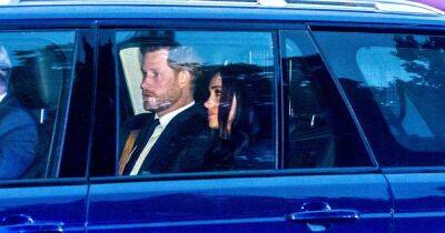 prince Harry - Meghan Markle - Kate Middleton - Elizabeth II - prince Andrew - Camilla - Prince Harry - princess Anne - Charles - Royal Family - Devastated Harry and Meghan seen going to Buckingham Palace to join Royal Family - ok.co.uk - Scotland - county Hall - city Westminster, county Hall - county Prince Edward