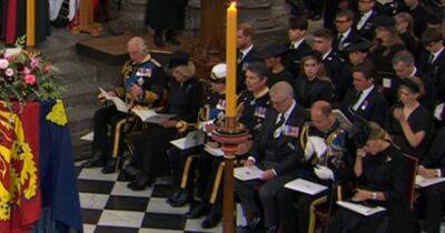 prince Harry - Meghan Markle - prince Andrew - Zara Tindall - princess Royal - Peter Phillips - Williams - Charles Ii II (Ii) - Heartbroken Prince Edward and Sophie wipe tears as they sit before Queen's coffin at state funeral - manchestereveningnews.co.uk - county Hall - city Westminster, county Hall - county Prince Edward