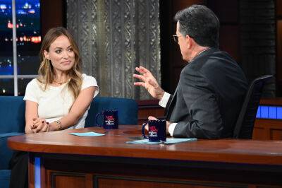 Olivia Wilde - Stephen Colbert - Chris Pine - Olivia Wilde Addresses ‘Spitgate’ On ‘Late Show’, Insists Harry Styles ‘Did Not Spit On’ Chris Pine - etcanada.com - county Pine