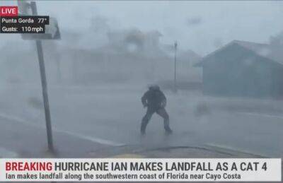 Weather Channel Reporter Jim Cantore Hit By Flying Tree Branch As Cat. 4 Hurricane Ian Makes Landfall - deadline.com - Florida