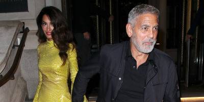 George Clooney - Julia Roberts - Amal Clooney - Amal Clooney Changes Into A Bright Yellow Dress For 'Ticket To Paradise' After Party With George Clooney - justjared.com - London