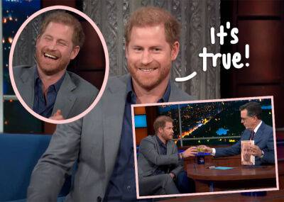 Prince Harry Reveals He Fact Checks The Crown, Gets Serious About 'Dangerous Lies', AND MORE From His Liquor-Fueled Interview With Stephen Colbert - perezhilton.com - Britain - Spain