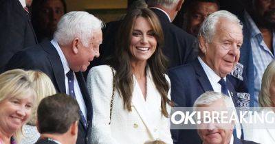 Kate Middleton flashes grin as she cheers on England at Rugby World Cup in white blazer - www.ok.co.uk - France - South Africa - Argentina - Fiji