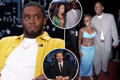 Diddy is left shocked when Kimmel brings up Will Smith, Jennifer Lopez and Jada threesome rumors - nypost.com